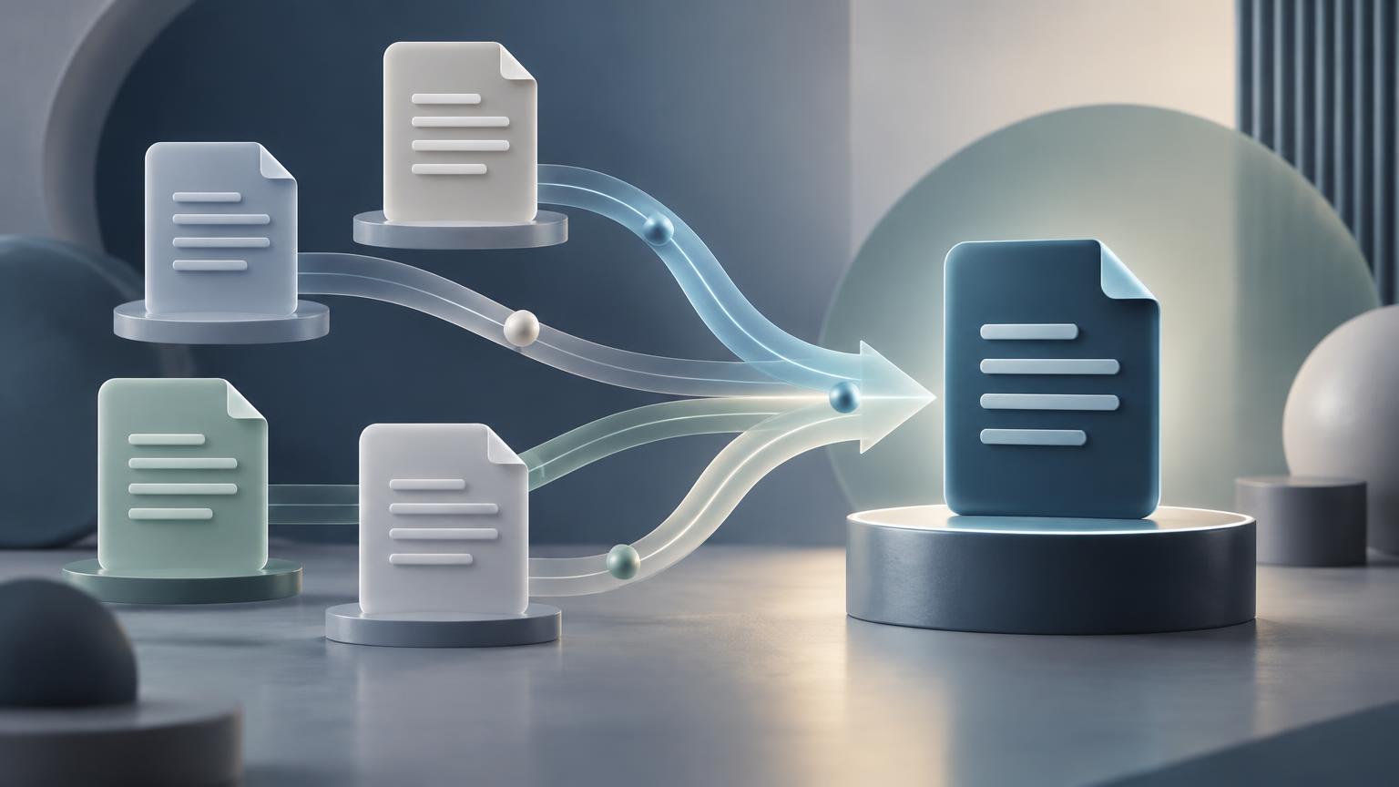 Illustration representing duplicate pages consolidating into one canonical URL