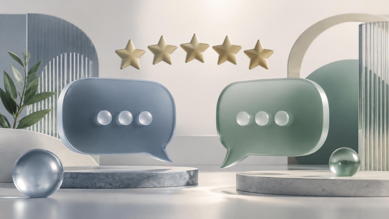 Illustration representing a business collecting and responding to Google reviews