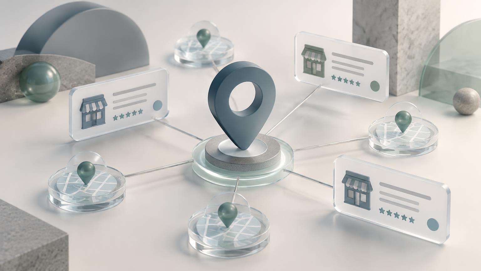 Illustration representing accurate local business citations connected to location profiles