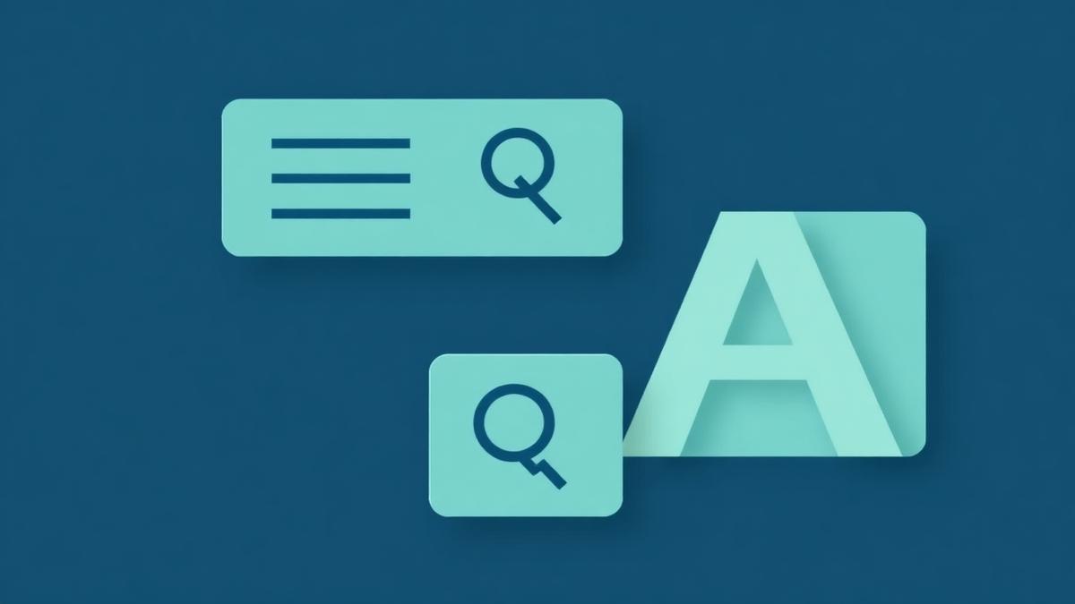 Abstract Q and A schema markup tiles representing FAQ structured data for answer engine optimization