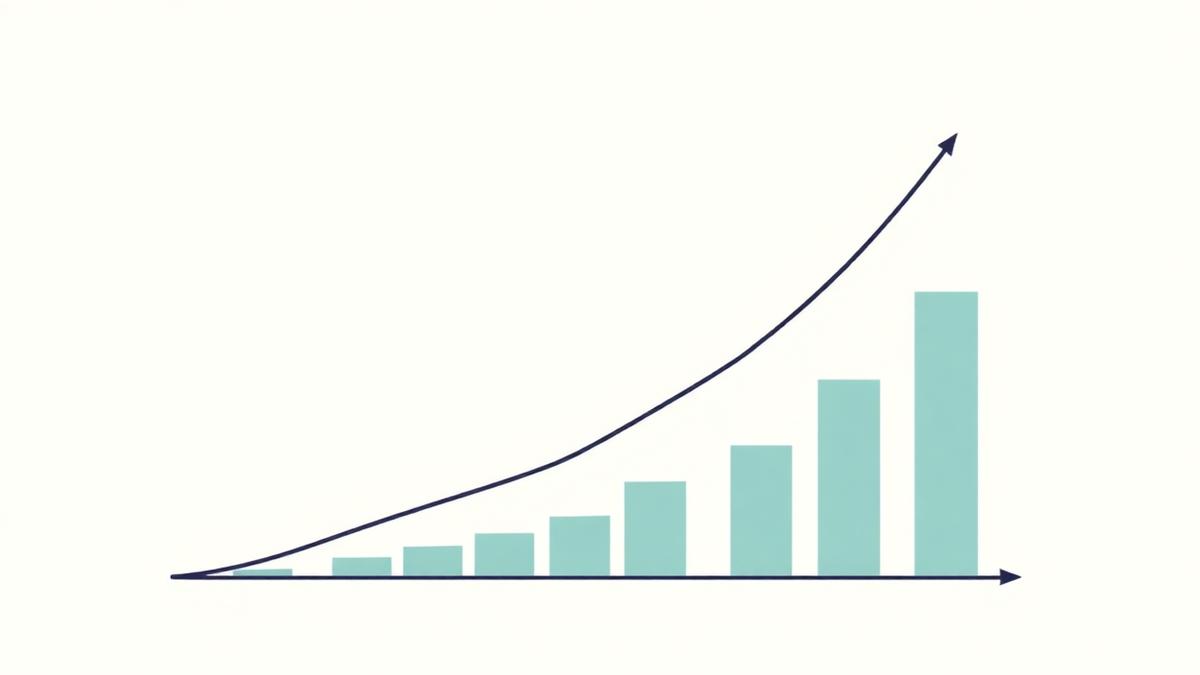 Abstract upward growth bar chart with trending arrow representing organic traffic growth for a B2B furniture case study