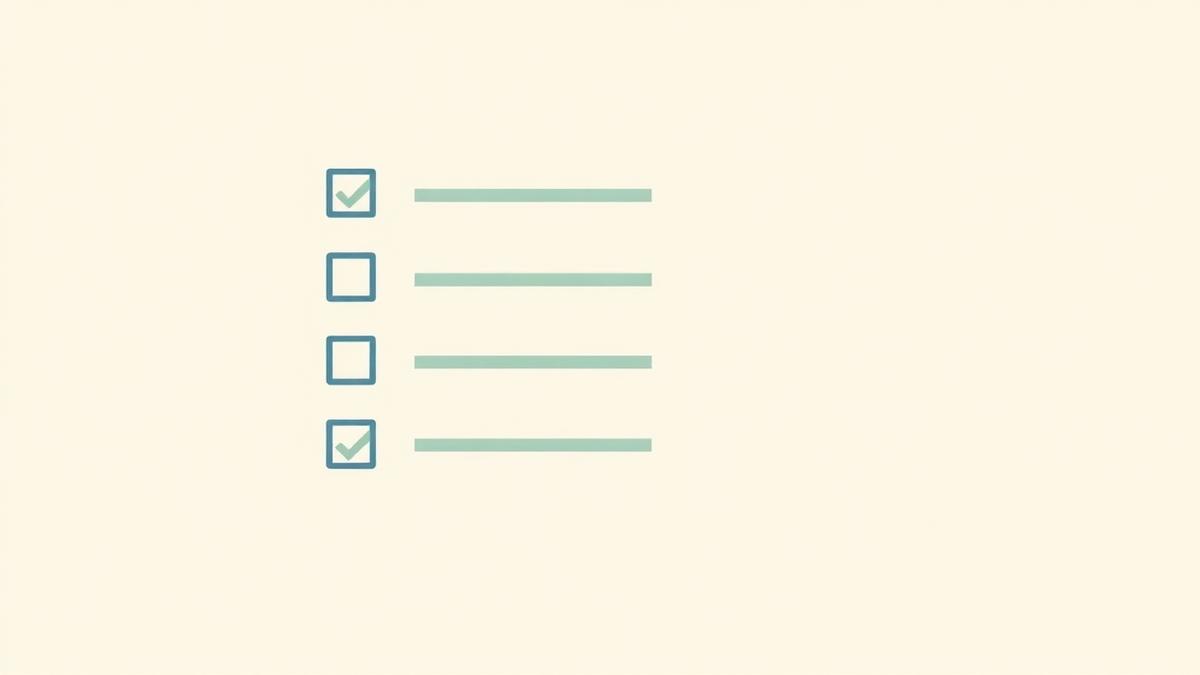 Abstract grouped audit checklist rows with checkmarks representing crawl, index and render checks, slate-blue and sage-teal palette