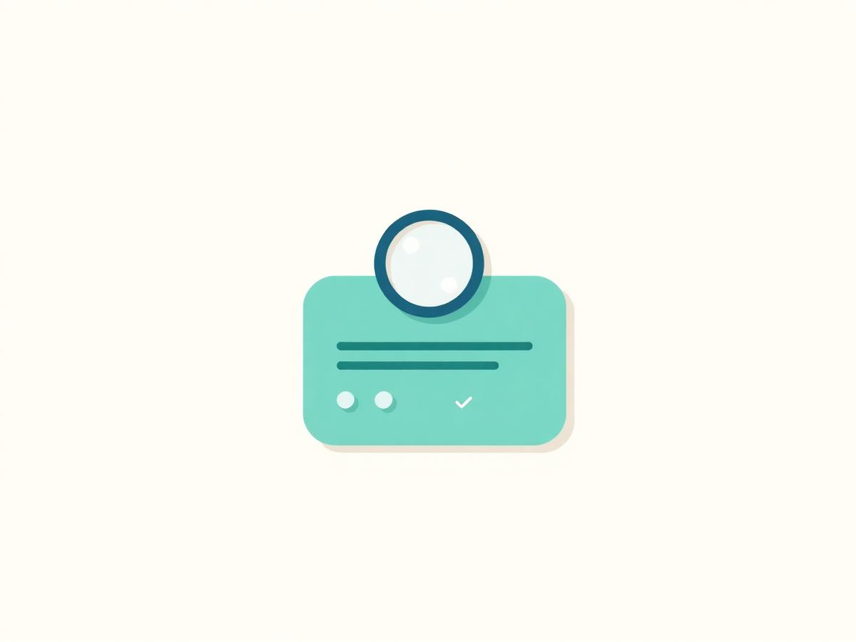 Abstract featured-snippet answer card with a magnifying glass illustrating Answer Engine Optimization